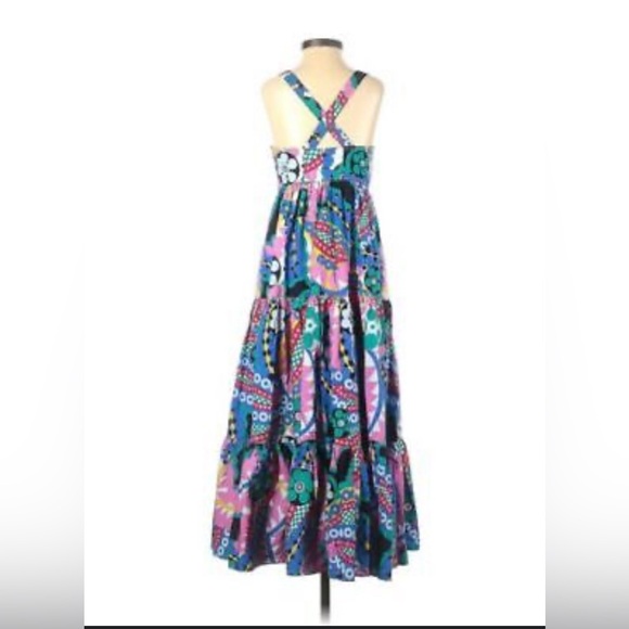 J CREW TALITHA RATTI APRON KALEIDOSCOPE FLORAL POPLIN TIERS MAXI DRESS size 6 - Picture 6 of 13